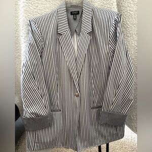 Jones New York Navy and White Striped Blazer